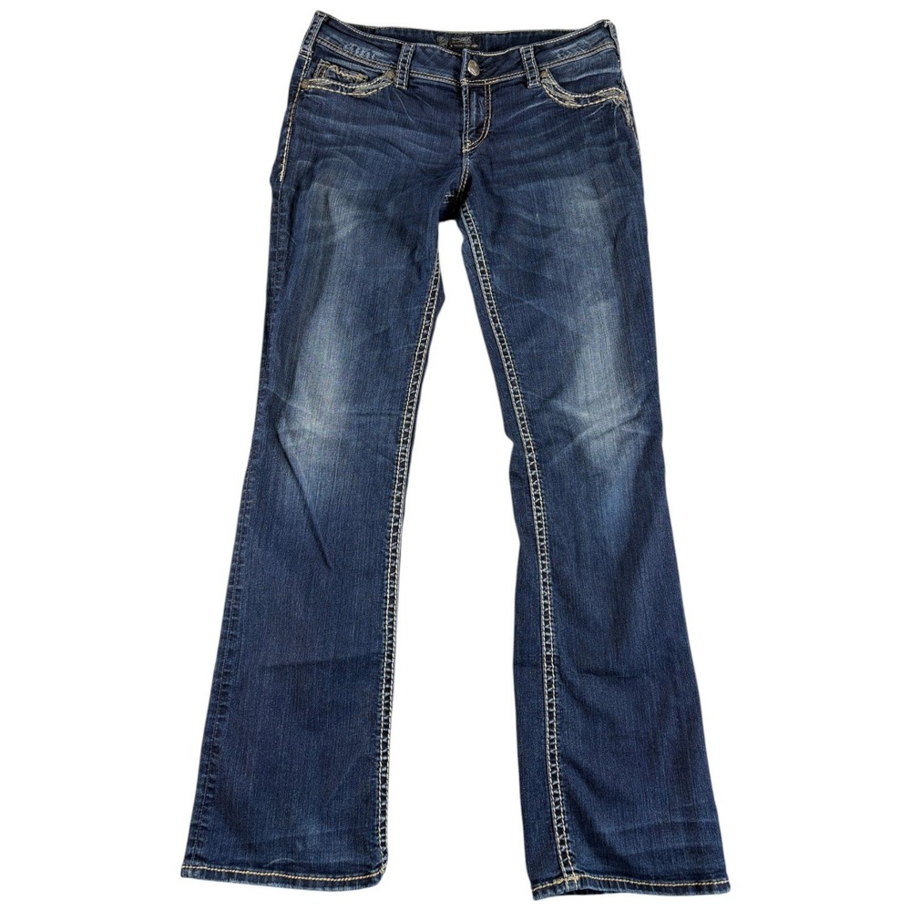 Silver Jeans Co. Suki Jeans Womens 31x33 Blue Bootcut Midrise Distressed Y2K